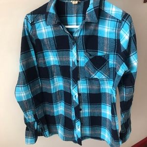 Lightweight Flannel Plaid Button-up Shirt, sz M/L